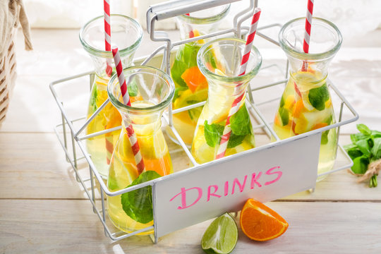 Summer drink with citrus fruits