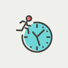 Man running on time thin line icon