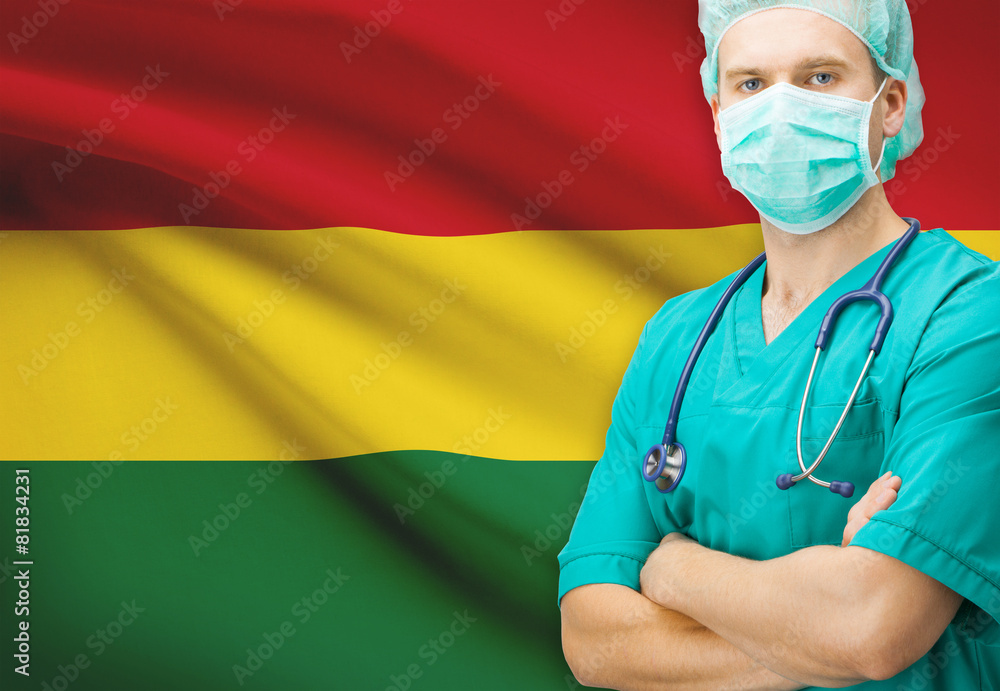 Wall mural Surgeon with national flag on background series - Bolivia