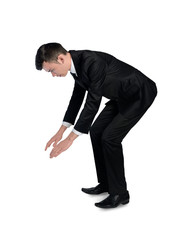 Business man push something down