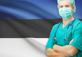 Surgeon with national flag on background series - Estonia
