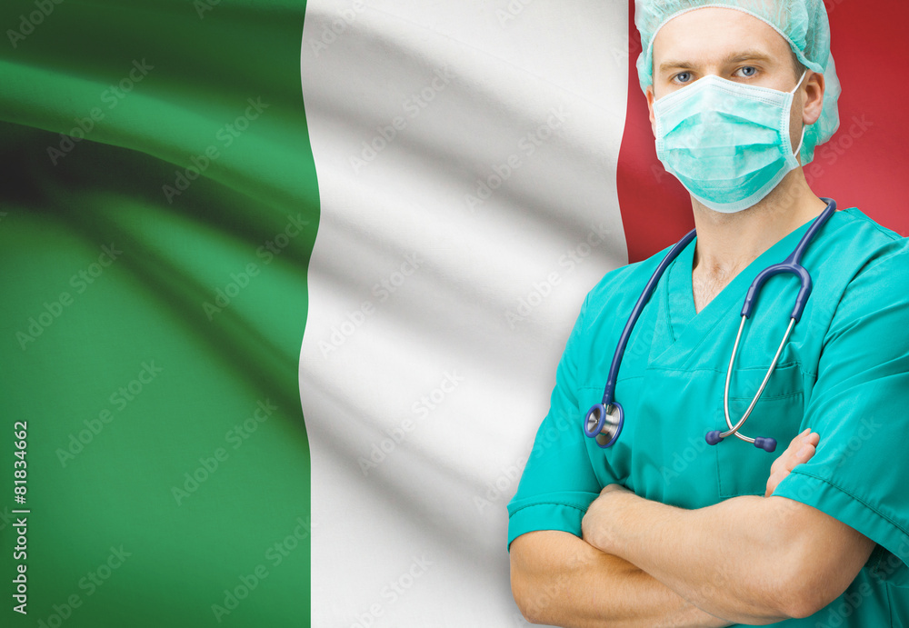 Wall mural Surgeon with national flag on background series - Italy