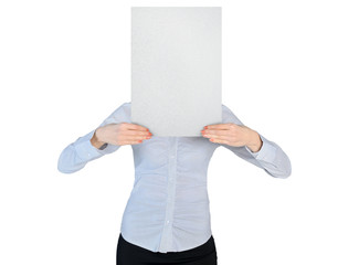 Business woman cover with empty board