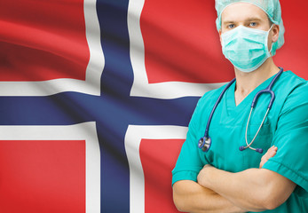 Surgeon with national flag on background series - Norway