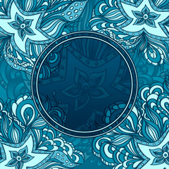 Background with doodle starfishes and porthole