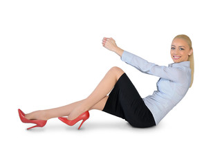 Business woman hold something