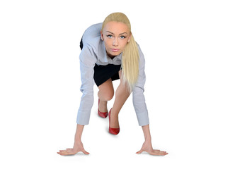 Business woman start running