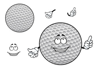 Smiling cartoon dimpled white golf ball character