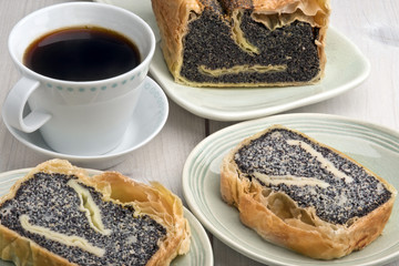Poppy seed puff pastry roll