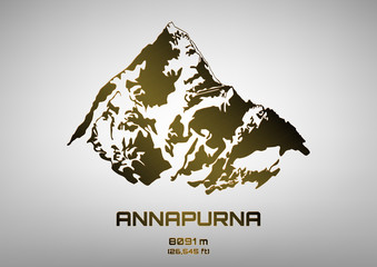 Outline vector illustration of bronze Mt. Annapurna