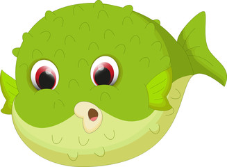 cute puffer fish cartoon © wisnu_Ds