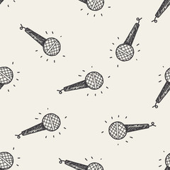 doodle microphone seamless pattern background