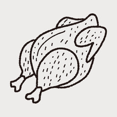 Roast chicken doodle drawing