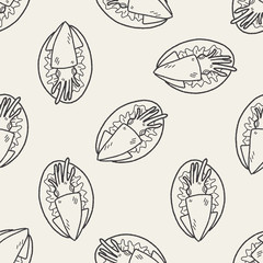 squid food doodle seamless pattern background