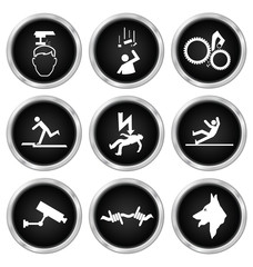 Black security and safety related icons
