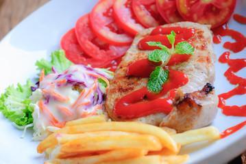 pork steak with vegetables