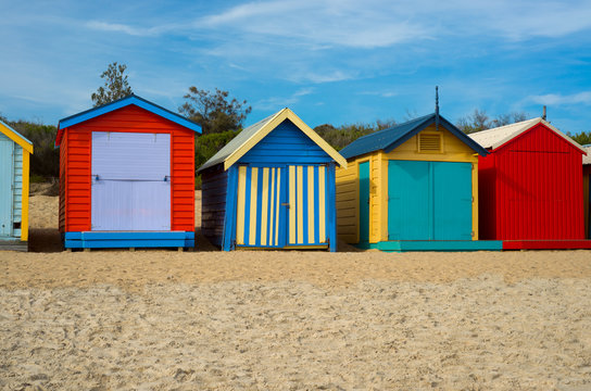Colorful beach houses in Melbourne, Australia.
