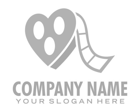 roll film movie heart logo imege vector