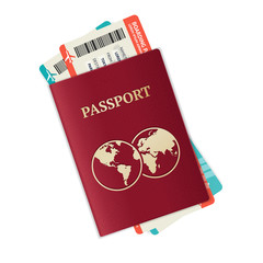 Vector passport with tickets.