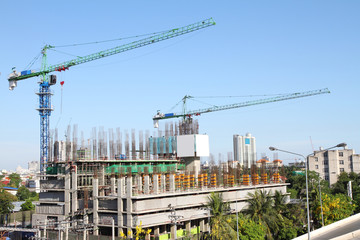 constructions of big building in the city.