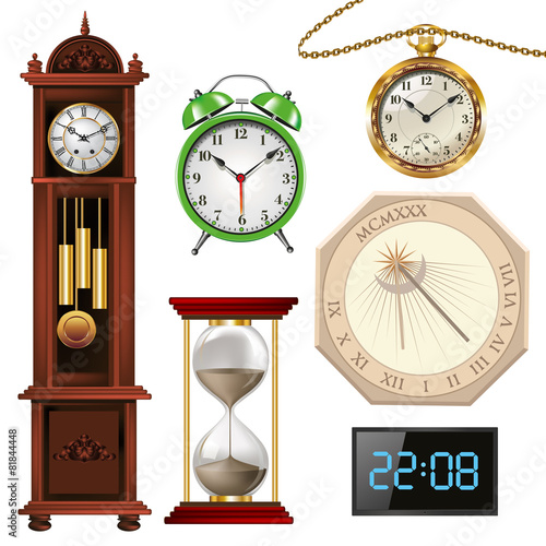 "Different types of clocks" Stock image and royaltyfree vector files