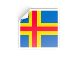 Square sticker with flag of aland islands
