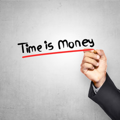 Man Writing Time Is Money Text