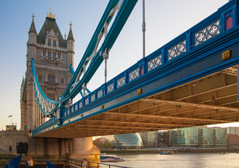 LONDON, UK - APRIL15, 2015: Tower bridge in sunset.