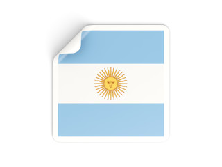 Square sticker with flag of argentina