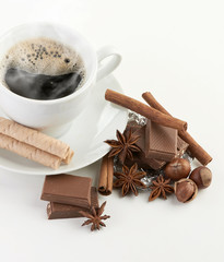 coffee with chocolate and dry breakfast