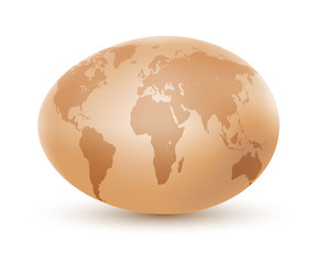 World map on an egg