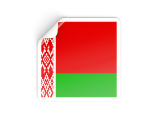 Square sticker with flag of belarus