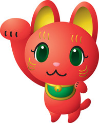 招き猫　赤