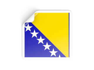 Square sticker with flag of bosnia and herzegovina