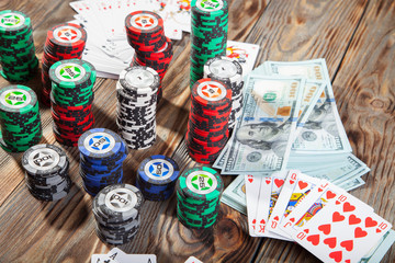Chips, cards and money poker