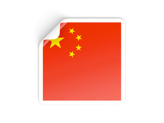 Square sticker with flag of china