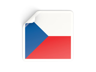 Square sticker with flag of czech republic