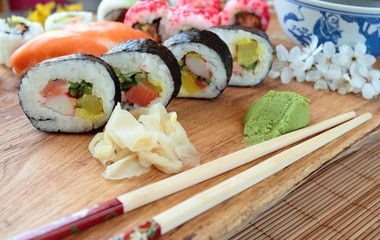 Fresh sushi rolls for dinner