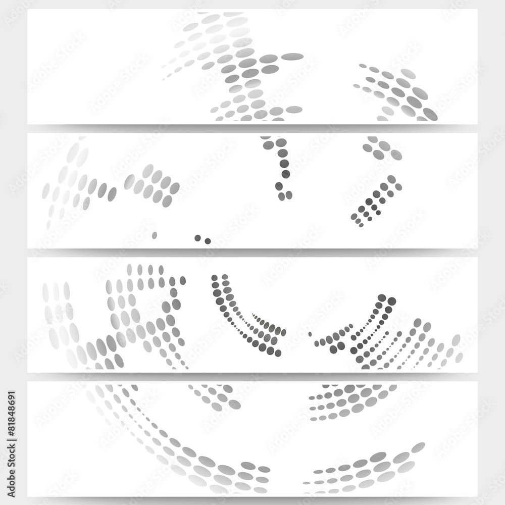 Poster web banners set of header layout templates, circle halftone