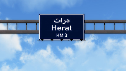 Herat Afghanistan Highway Road Sign