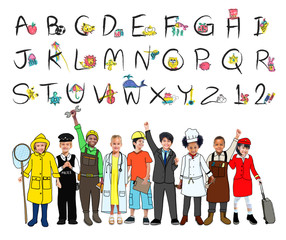 English Alphabet Letters Number Education Concept