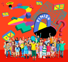 Kids Maze Puzzle Game Fun Solution Concept