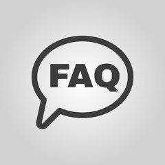 The faq speech bubble icon. Help symbol. Flat