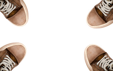 Leather shoes casual style on a white background