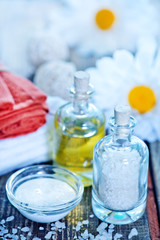 sea salt and oil in bottles
