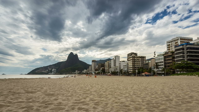 Empty Beach with Rio de Janeiro skyline 