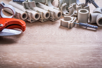 Big Set Polypropylene Fixators And  Pipes With Clips Pipe Cutter