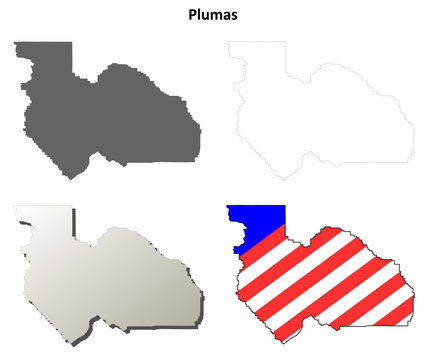 Plumas County (California) Outline Map Set