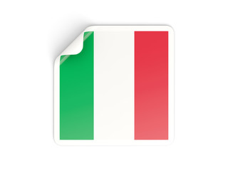 Square sticker with flag of italy
