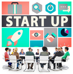 Naklejka premium Start Up Business New Launch Technology Concept